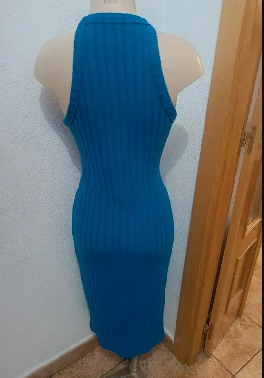 Cool sexy long dress in ribbed fabric size L 40, new – photo 3